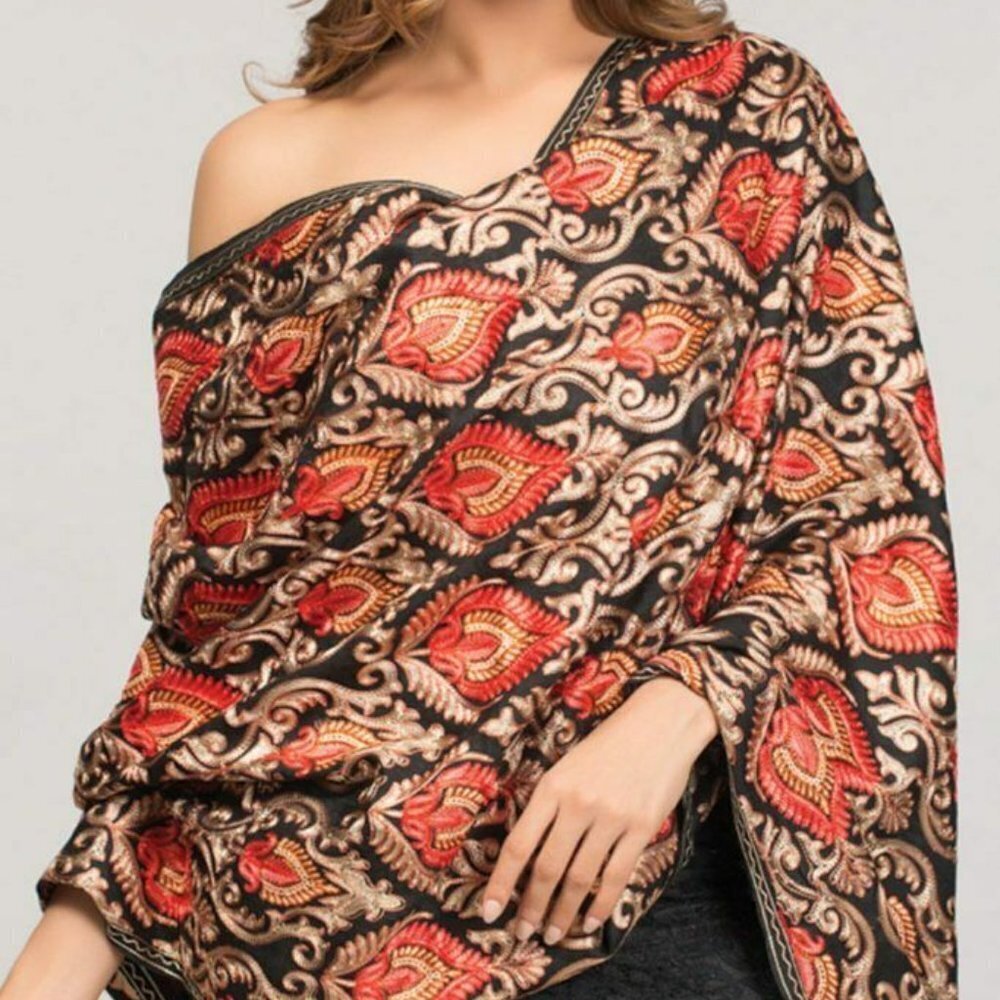 Mandira Embroidered Shawl Handmade in India